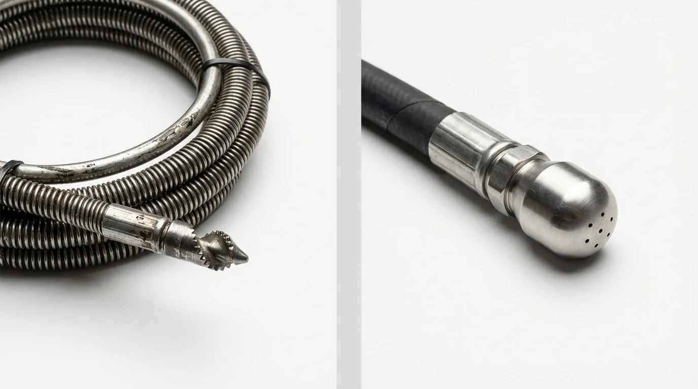 Drain snake cable and hydro jetting nozzle used for drain cleaning in Batesburg, SC