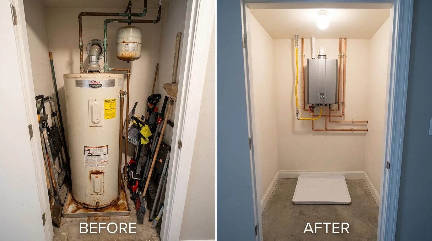 Tank water heater versus wall-mounted tankless unit comparison for Batesburg, SC homeowners