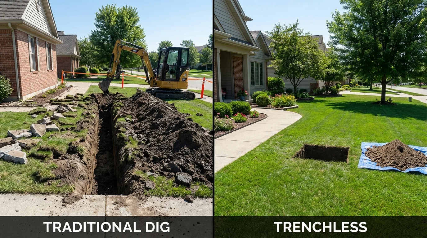 Trenchless sewer repair with minimal yard damage versus traditional excavation in Batesburg, SC